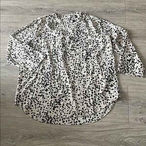 Elegant Black and White Animal Print Blouse